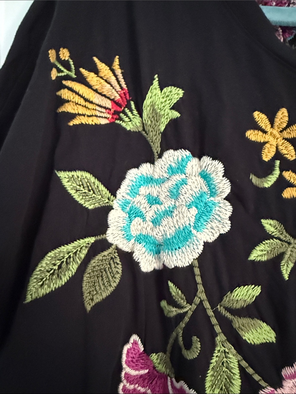 Johnny Was Black Maxi Dress with Multicolor Floral Embroidery - Picture 3 of 12